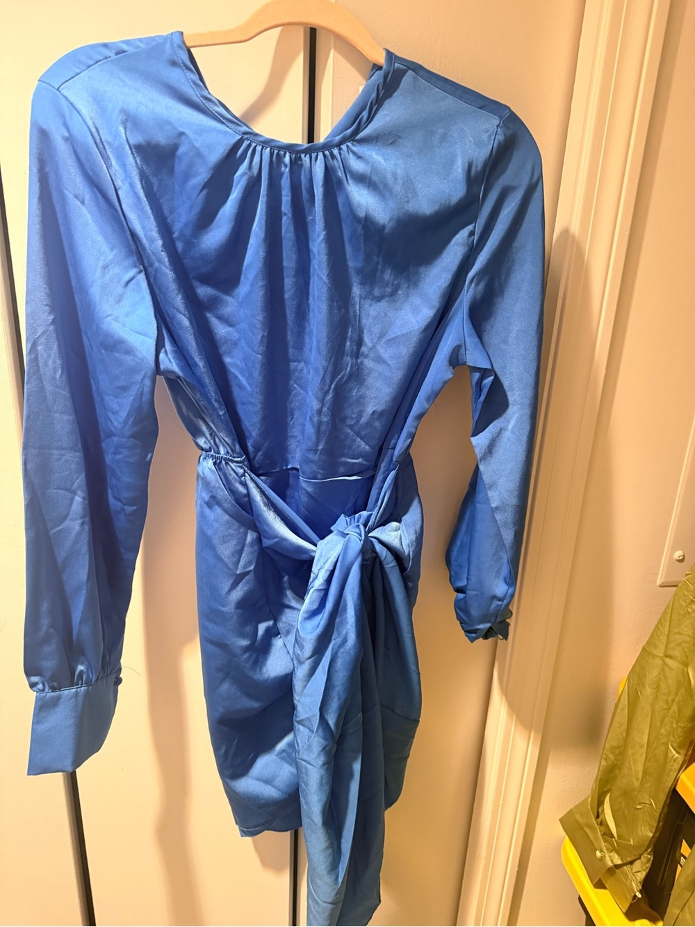 Source Unknown Satin Midi Dress in Blue with Side Tie